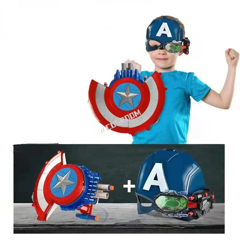 Marvel Captain America Cosplay Shield Mask Kids Toy Soft Darts Bullets Gun Halloween Party Cosplay Props for Children Gifts