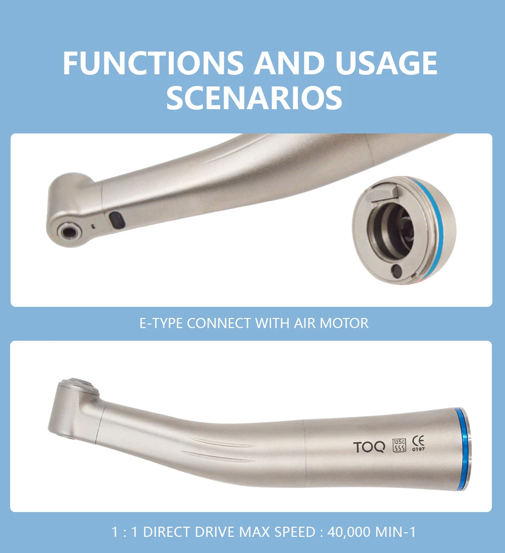 1:1 Contra Angle Internal Water Spray Fiber Optical Low Speed Handpiece with CA bur dental supply consumables