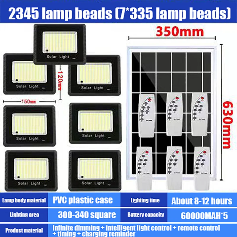 Solar LED Street Light Projection Range Far Remote Control Highlight Lamp Bead Lighting Waterproof Outdoor Garden Party Lamp