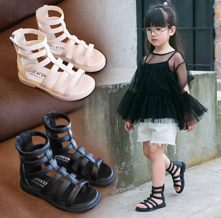 Little Girls Summer Rome Sandals Boots For Kids Children Fashion Princess Ankle Beach Boots Shoes New 2021 5 6 8 10 9 12 Years