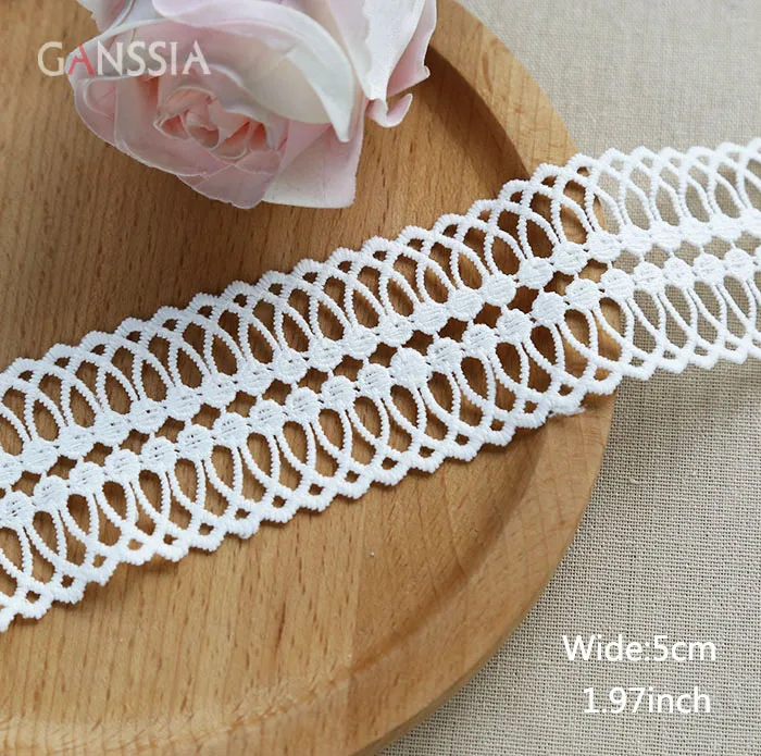 1yard Width:5cm Exquisite Lace Trim Ivory White For Gift Packaging/Crafts/Wedding/Clothing/Ribbon/Decoration (ss-2264)