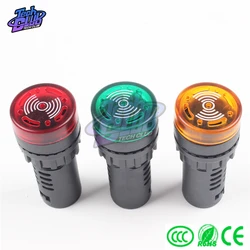 LED Active Buzzer Beep Alarm Indicator AD16-22SM 12V 24V 110V 220V Red Green Yellow Black LED Flash Signal Light Lamps