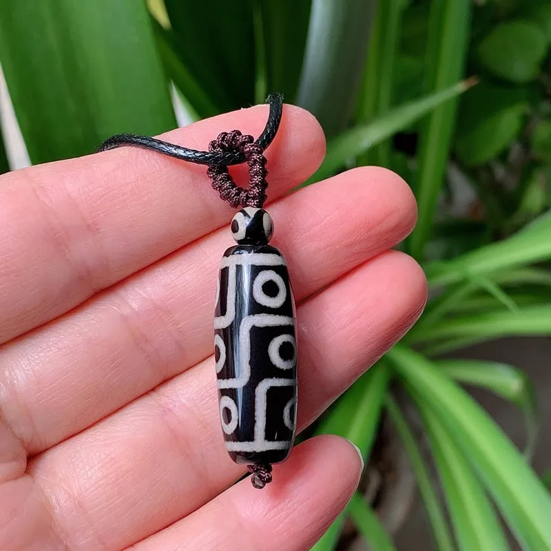 Ancient Natural Tibetan Dzi Agates Pendant Necklace Collar Nine