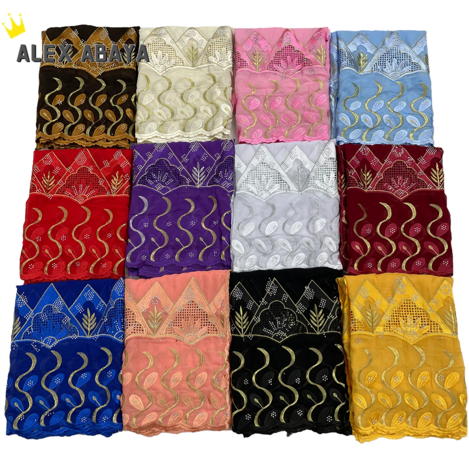 Nieuwe Afrikaanse Vrouw Casual Chiffon Shawl Islamitische Katoenen Sjaal Moslim Stijl Borduurwerk Stof Tulband Voor Hijaabs Groothandel Hijaabs