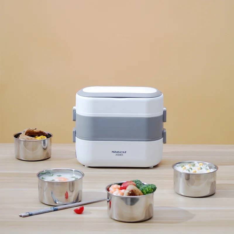 Portable Electric Lunch Box Insulation Self-heating Steamed Rice Cooking Meals With Bucket Pot For Office Worker Students