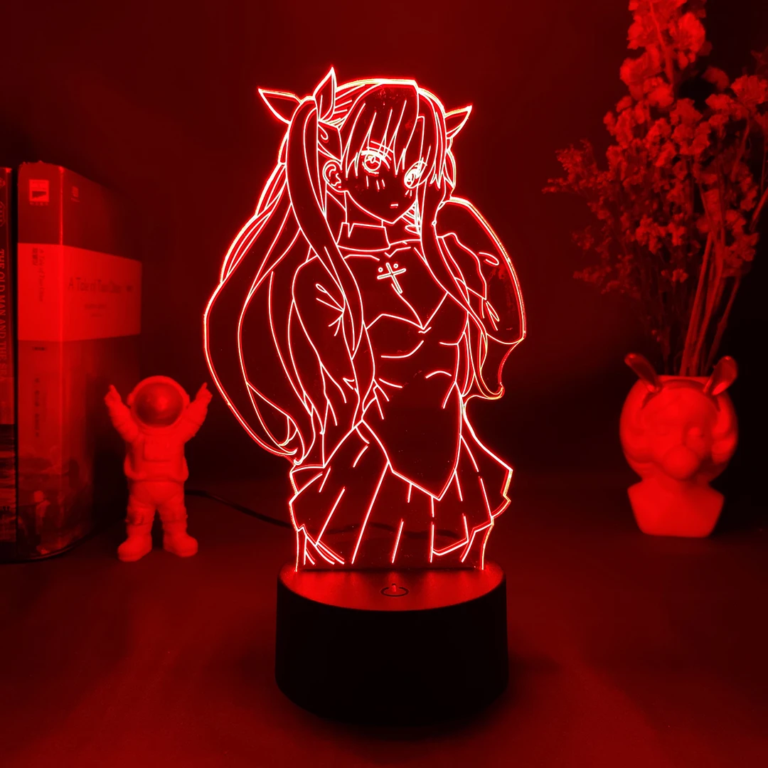 Anime Fate Stay Night Tohsaka Rin Figurine Lamp Cute Room Decor Harajuku Girls Bedroom Decoration Manga Hobby Lighting Tohsaka