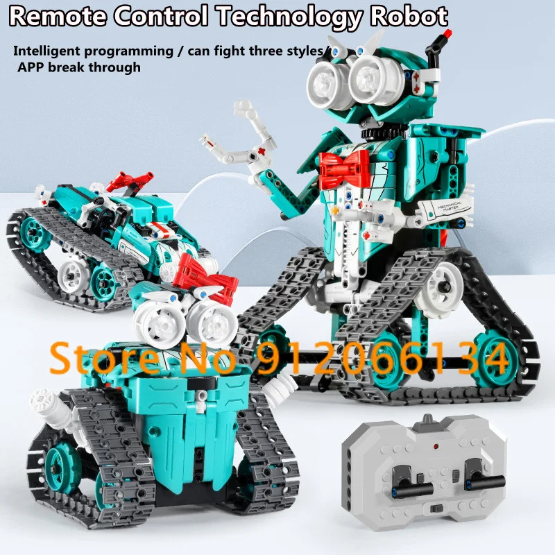 Smart Programming RC Robot 360°Rotation 408PCS DIY Assembly Blocks 3 Styles Gravity Sensor Dual Remote Control RC Tank Toys Gift