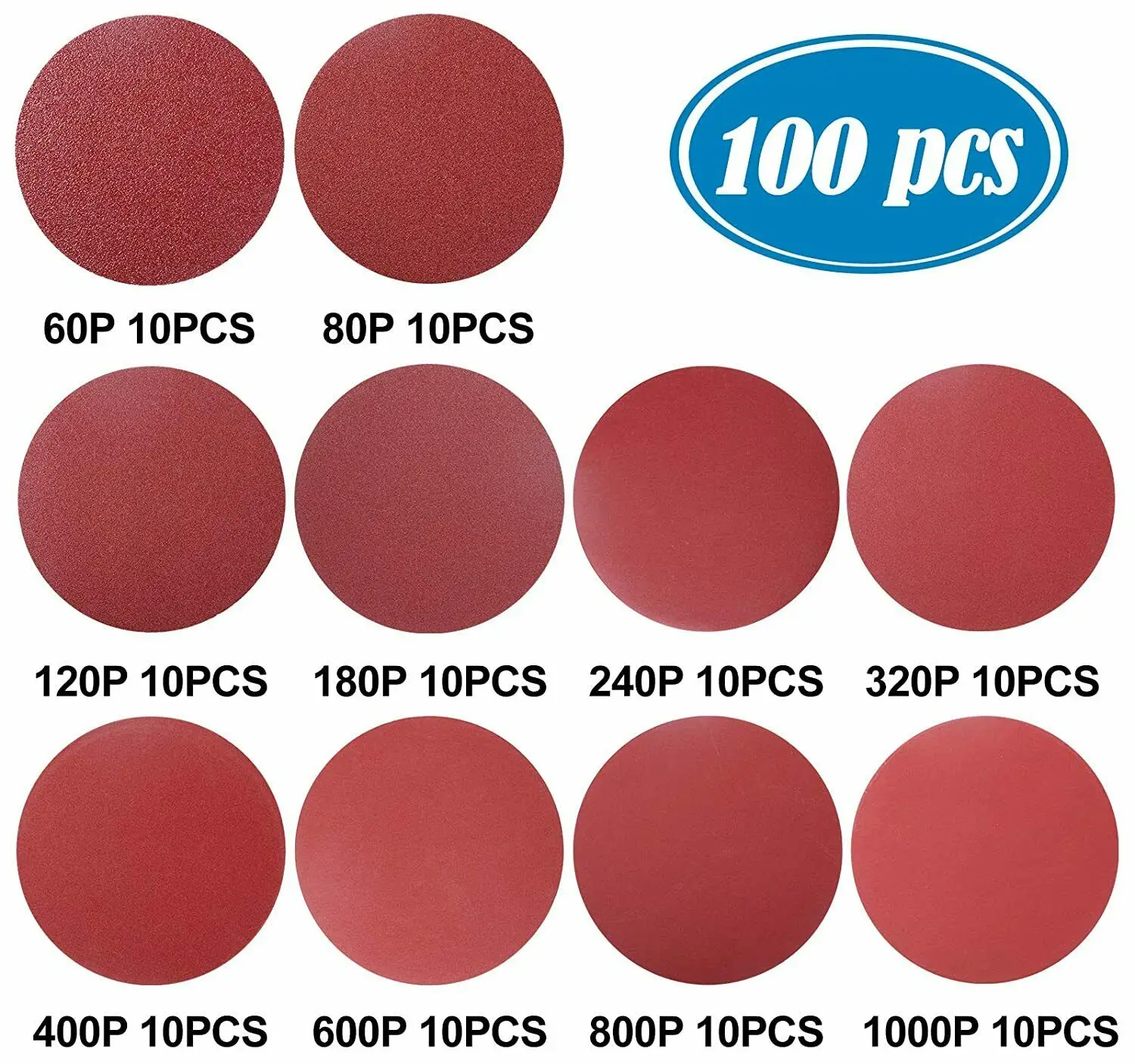 100Pcs 6 pollici PSA disco abrasivo ossido di alluminio carta vetrata autoadesiva 60-1000Grit