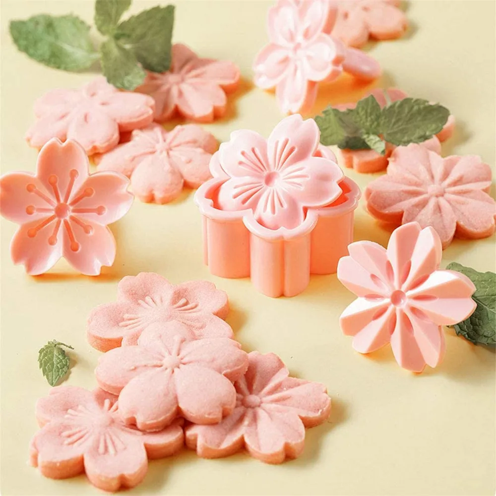 Cookie Stamp Biscuit Embosser Cherry Blossom Mold Press Cutter Cake Decorating Tool Fondant Chocolate Bakery Pastry Accessories
