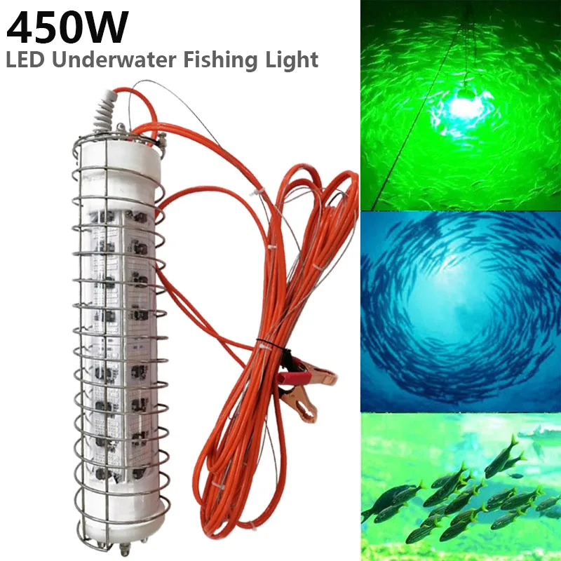 

12V-24V New Promotion Lure Fish LED Light Bulb 450W IP68 High Brightness Deep Drop Fishing Underwater Light Squid