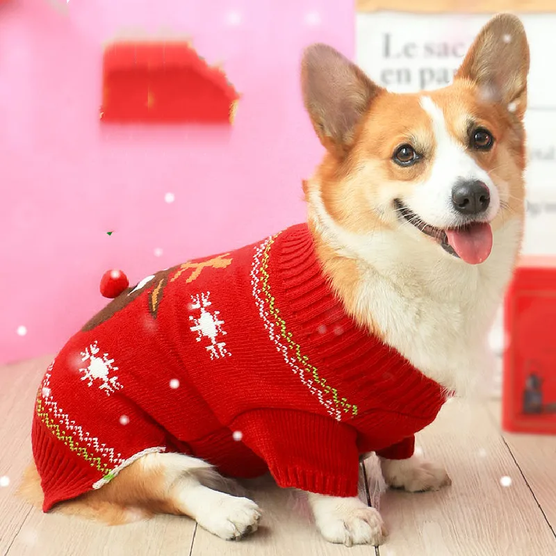 2023 Welsh Corgi Dog Clothes,Winter Dog Sweater,Christmas Pet Coat,Labrador,Golden Retriever,Medium & Large Dogs Xmas Clothing