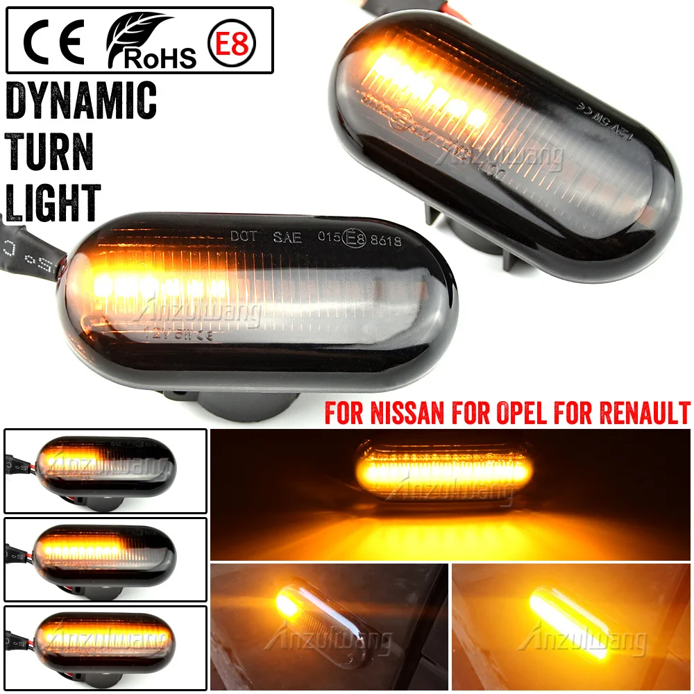 

2x Led Dynamic Turn Signal Lights Side Marker For Renault Clio Trafic Kangoo Twigo Dacia Logan Duster Nissan Interstar Primastar