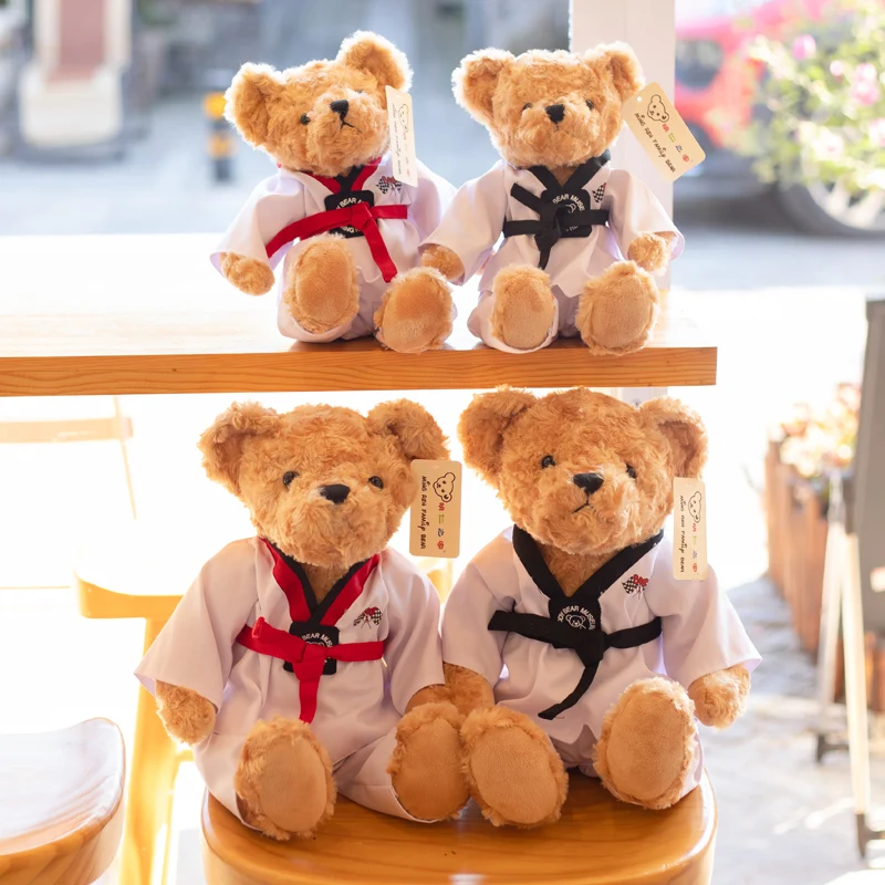 

25cm/35cm Cute Taekwondo Bear Cub Plush Toy PP Cotton Stuffed Soft Doll for Child Girlfriends Lover Birthday Valentine's Gifts