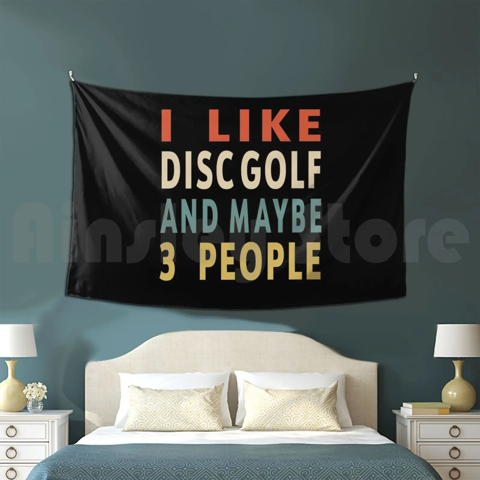 Disc Golf Lover Funny Gift Idea I Like Disc Golf And Maybe 3 People Customized Tapestry Disc Golf Disc