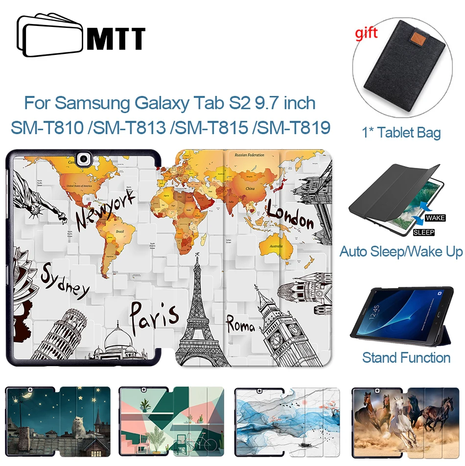 

MTT PU Leather Case For Samsung Galaxy Tab S2 9.7 inch Flip Stand Smart Cover Funda SM-T810 T813 T815 T819 Protect Tablet Case