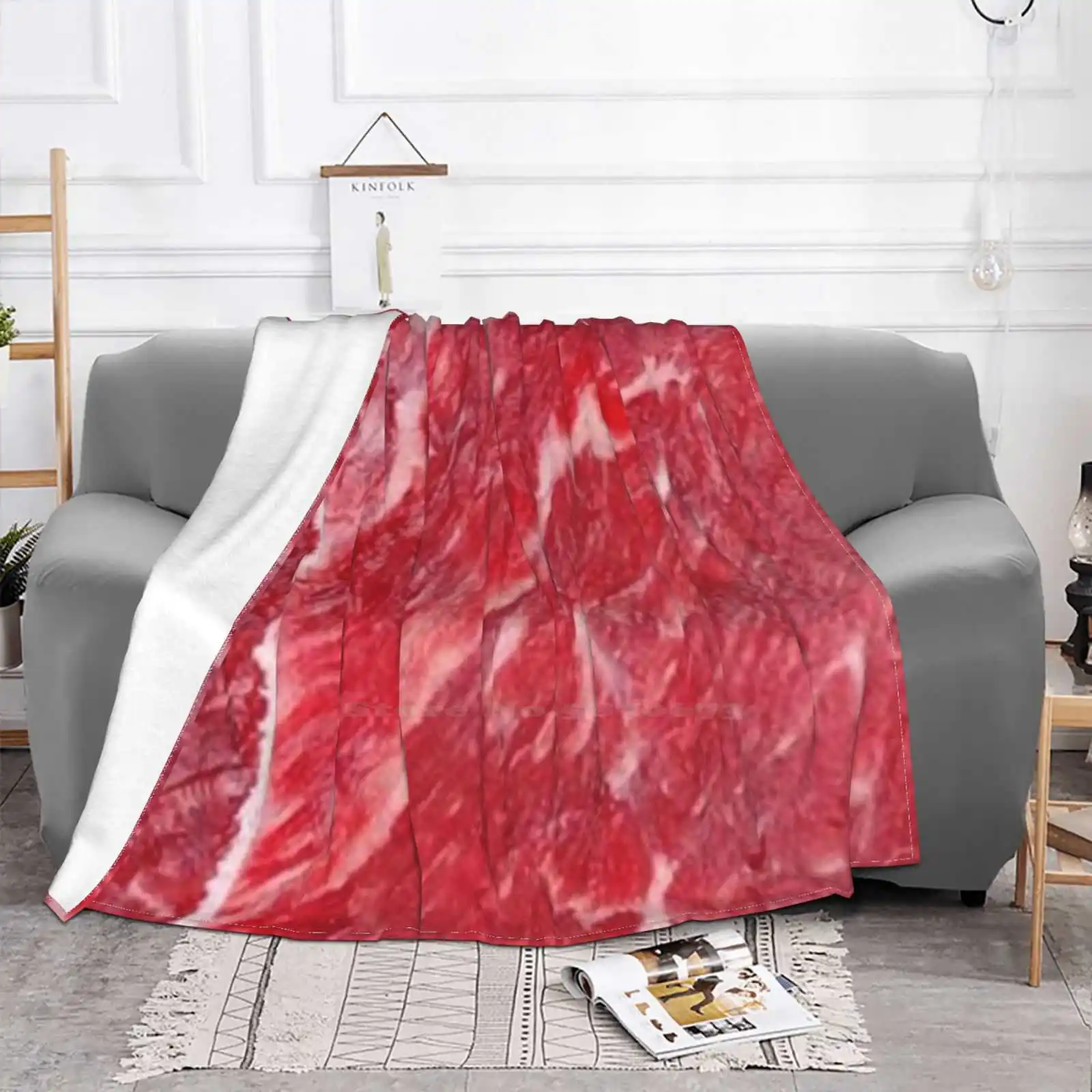 Steak Latest Super Soft Warm Light Thin Blanket Food Meat Beef Halloween Scary