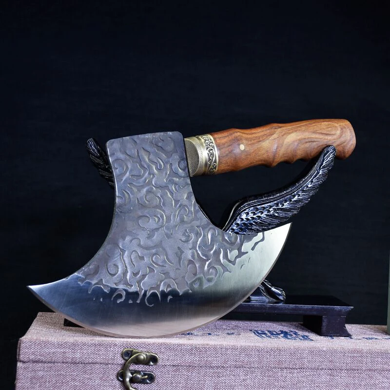 Longquan ghost hand made special axe for cutting bone by hand forging axe sharp durable bone axe chef household knife