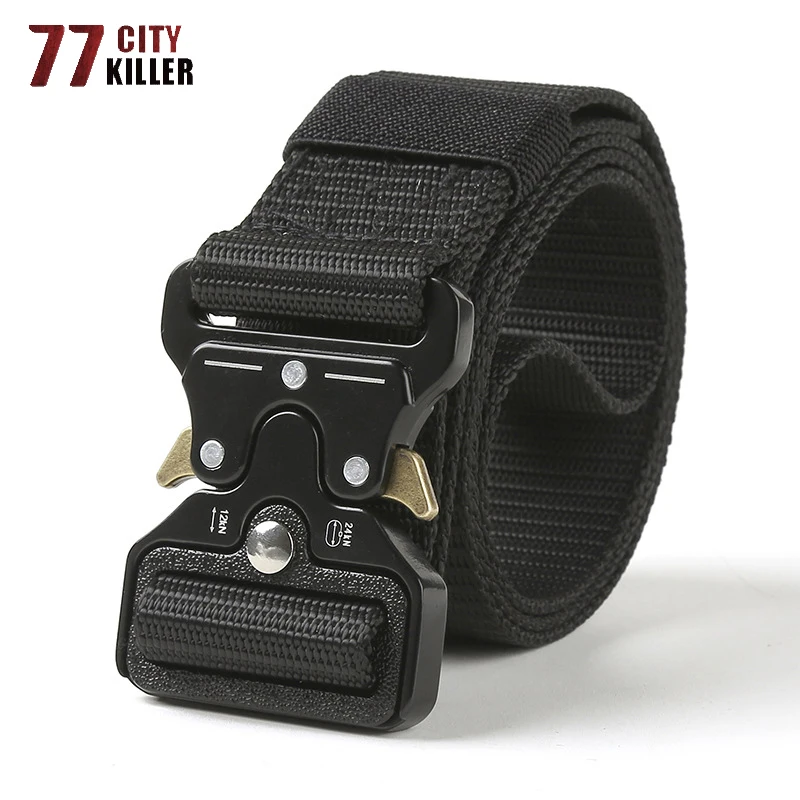 

77City Killer Tactical Belt Men Military Nylon Belt Outdoor Combat Multifunctional Training Belt Men Equipment Paintball Belts