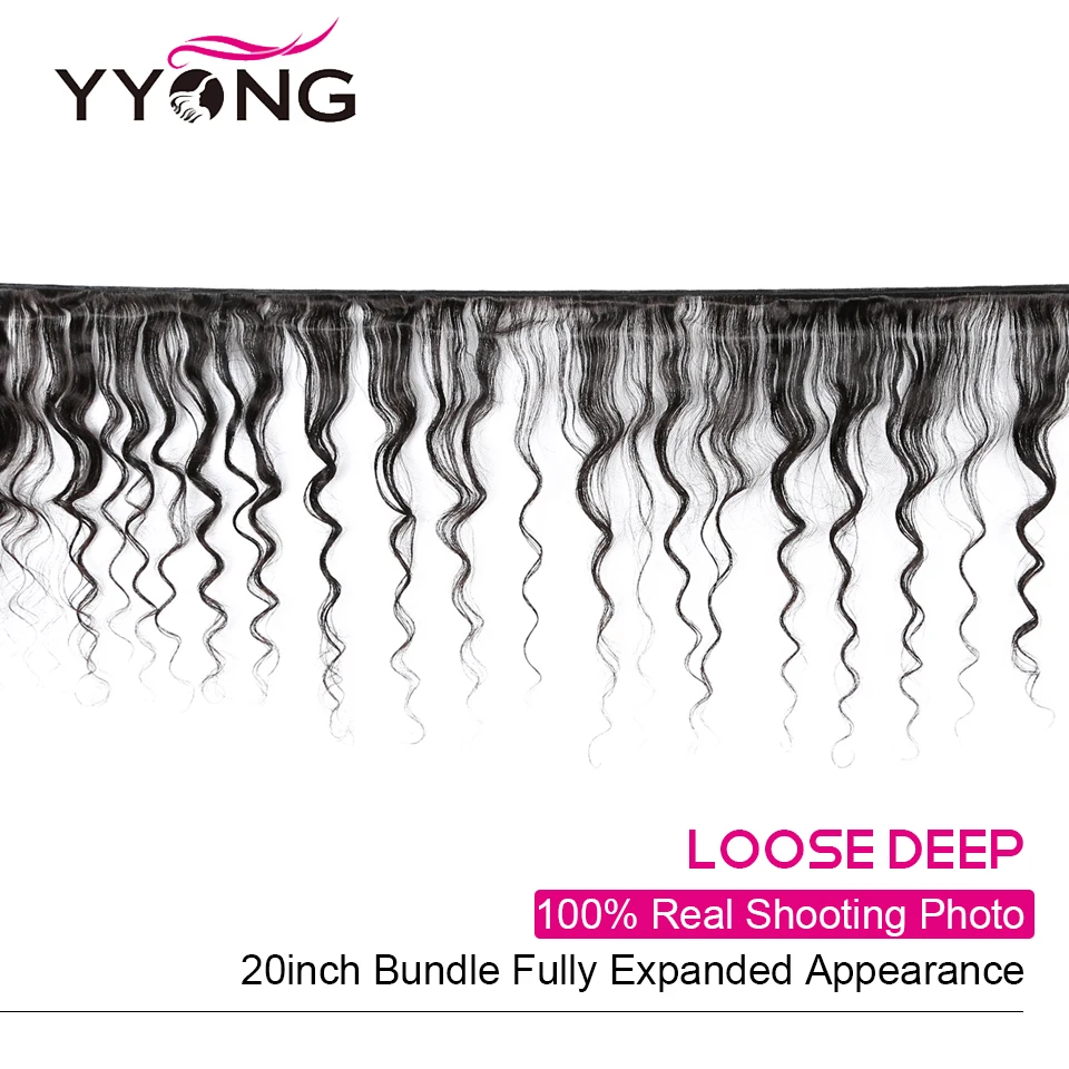 Yyong Loose Deep Wave Bundles Brazilian Hair Bundles Remy Human Hair Extensions Natural Color Hair 3 Pcs/Lot Weave Bundles