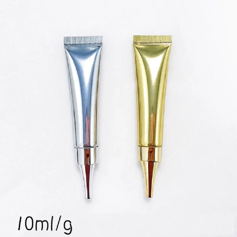 

Empty 10g Eye Cream Squeeze Tube Gold Silver Cosmetic Squeeze Bottle Private Label Refillable 10ml Essence Soft Tube 50pcs