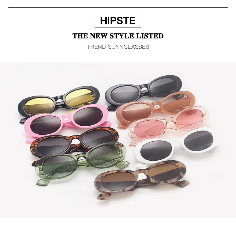 Mode Oval Sonnenbrille Vintage Marke Designer Platz Retro Sonnenbrille Weibliche Dame Brillen Gelee Farbe Shades UV400 – Detail 4
