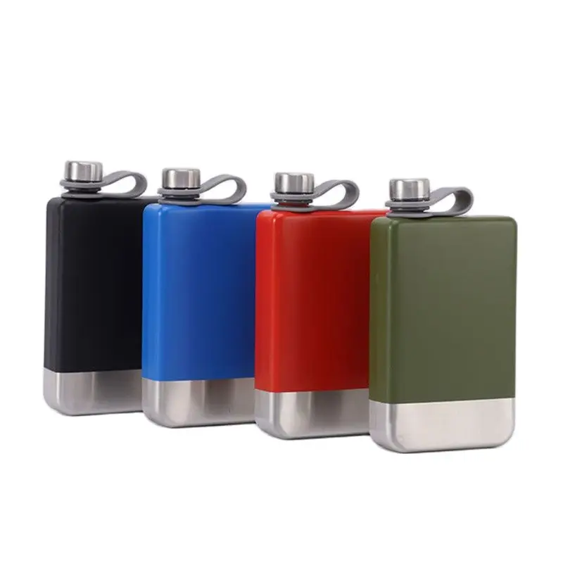 9oz Paint Portable Wine Bottle Stainless Steel Hip Flask Creative Flat Outdoor Liquor Bottle