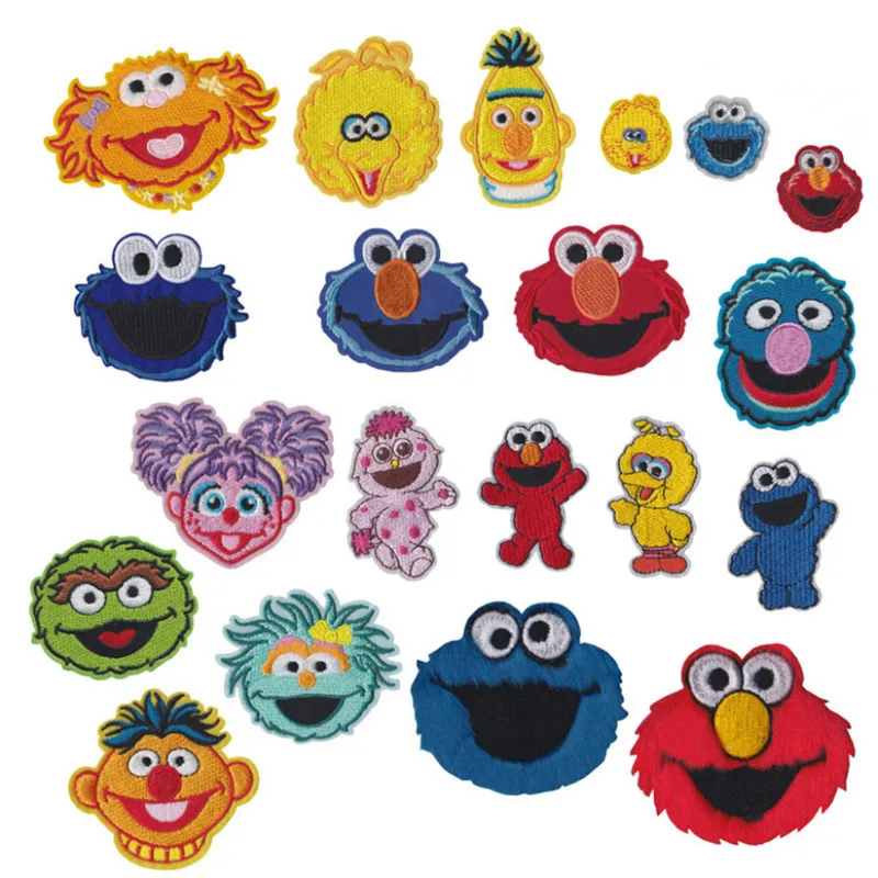 Anime Sesameing Streets Patch COOKIE MONSTER ELMO BIG BIRD Cartoon Ironing Patches Cheap Embroidered Patches For Kids Clothes