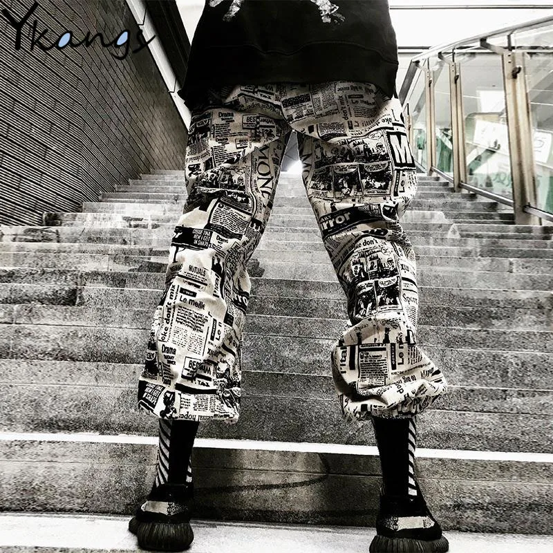 

Women's Pants Elastic High Waist Comics Print Harem Pants Harajuku Streetwear Beam Foot Joggers Women Hip Hop Casual Trousers