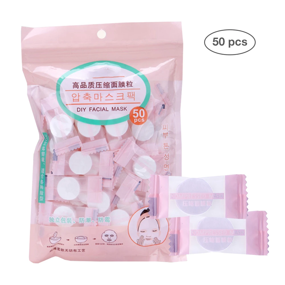 50pcs/pask Compressed Face Mask Paper Disposable Sheet Cotton Diy Mask Makeup Wipes Korean Beauty Tools Face Care Mask