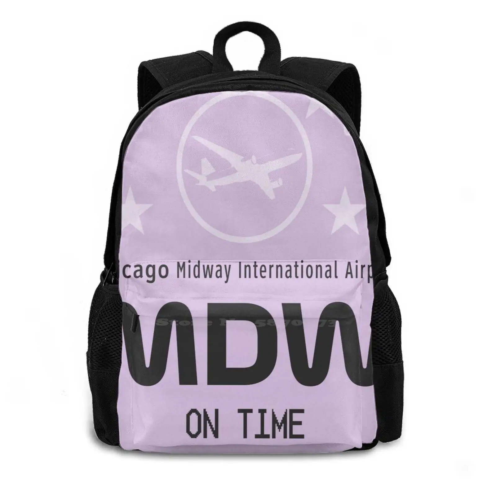 Mdw Airport Fashion Travel Laptop School Backpack Bag Airport Tag Luggage Airports Slc Airplane Air Blue Travel Adventure