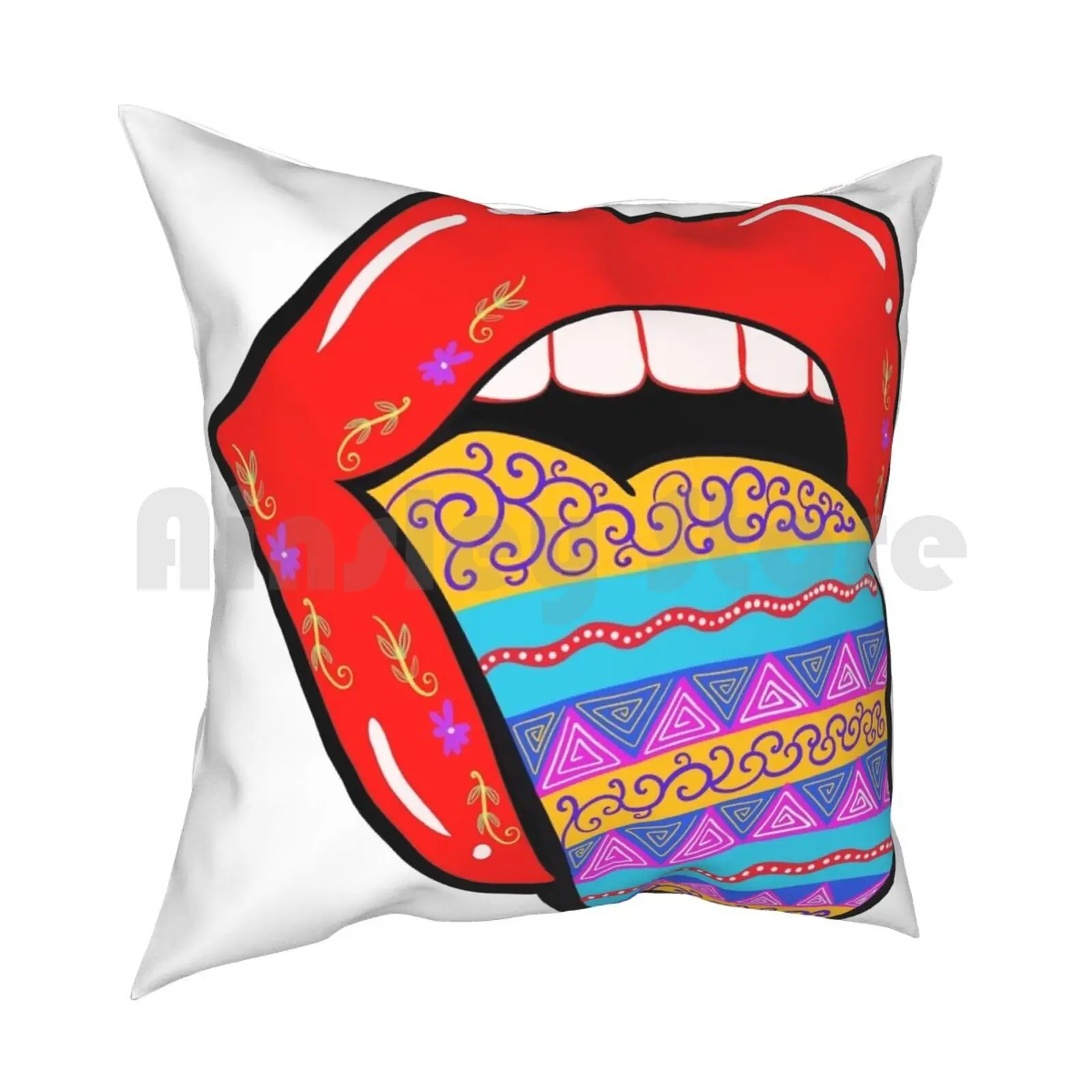 Lip Popart Pillow Case Printed Home Soft Throw Pillow Lipsense Lipart Popart Colorful Psychedelic Surrealart