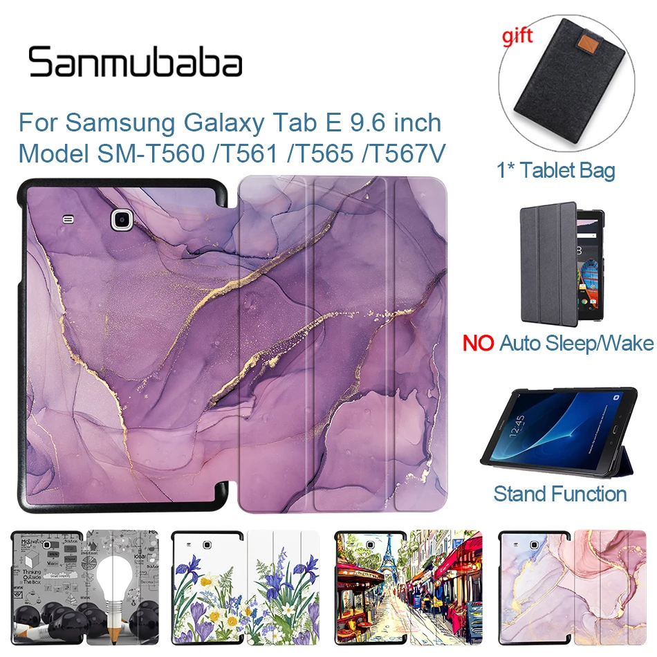 Sanmubaba Tablet Case For Samsung Galaxy Tab E 9.6 inch Slim PU Leather Magnetic Flip Stand Cover Funda SM-T560 T561 T565 T567V