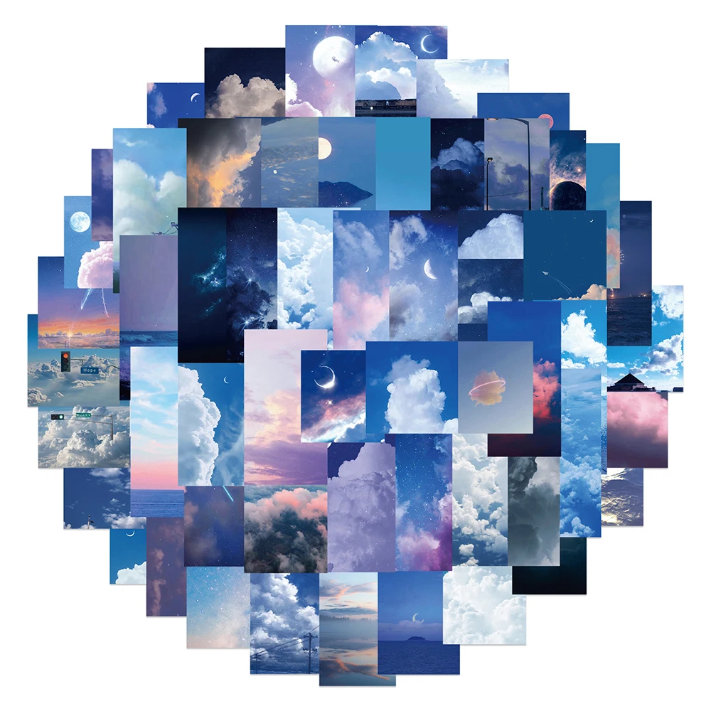 10/30/50pcs Sky Cloud Stickers Aesthetic Ins Healing Style Decals Decoration  DIY Scrapbook Laptop Phone Guitar Sticker Kids Toy