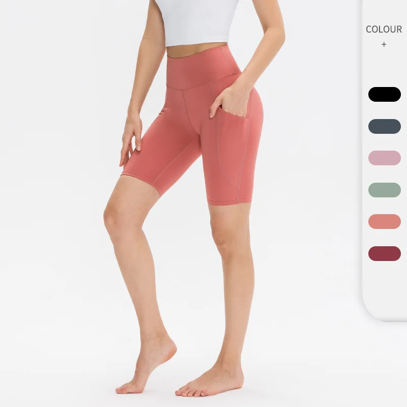 Seamless Yoga Women's Shorts Gym Workout Cycling Sport Shorts Fitness Leggings Solid Slim Elastic High Waist Running Short Pants