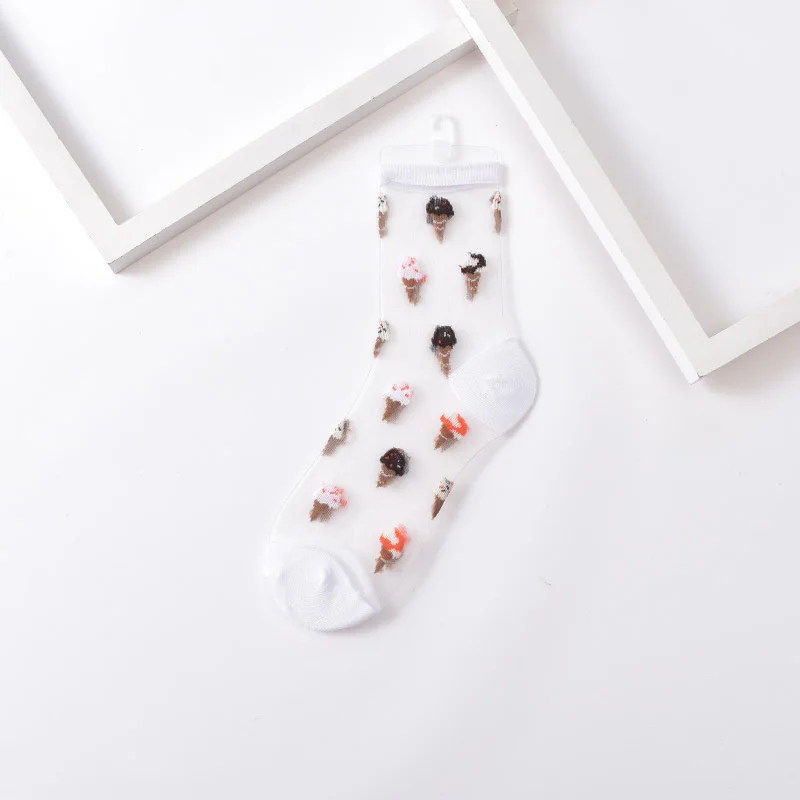 Sexy Lace Mesh Fishnet Socks food Mixed Fiber Transparent Stretch Elasticity Ankle Net Yarn Thin Women Cool Socks 1pair=2pcs
