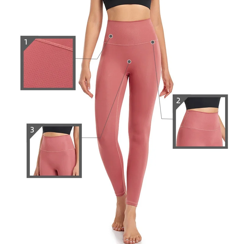 Solid Color Women Sports Pant Plus Size Yoga Legging High Waist Hip Squat Proof Soft Athletic Fitness Training Back Waist Pocket