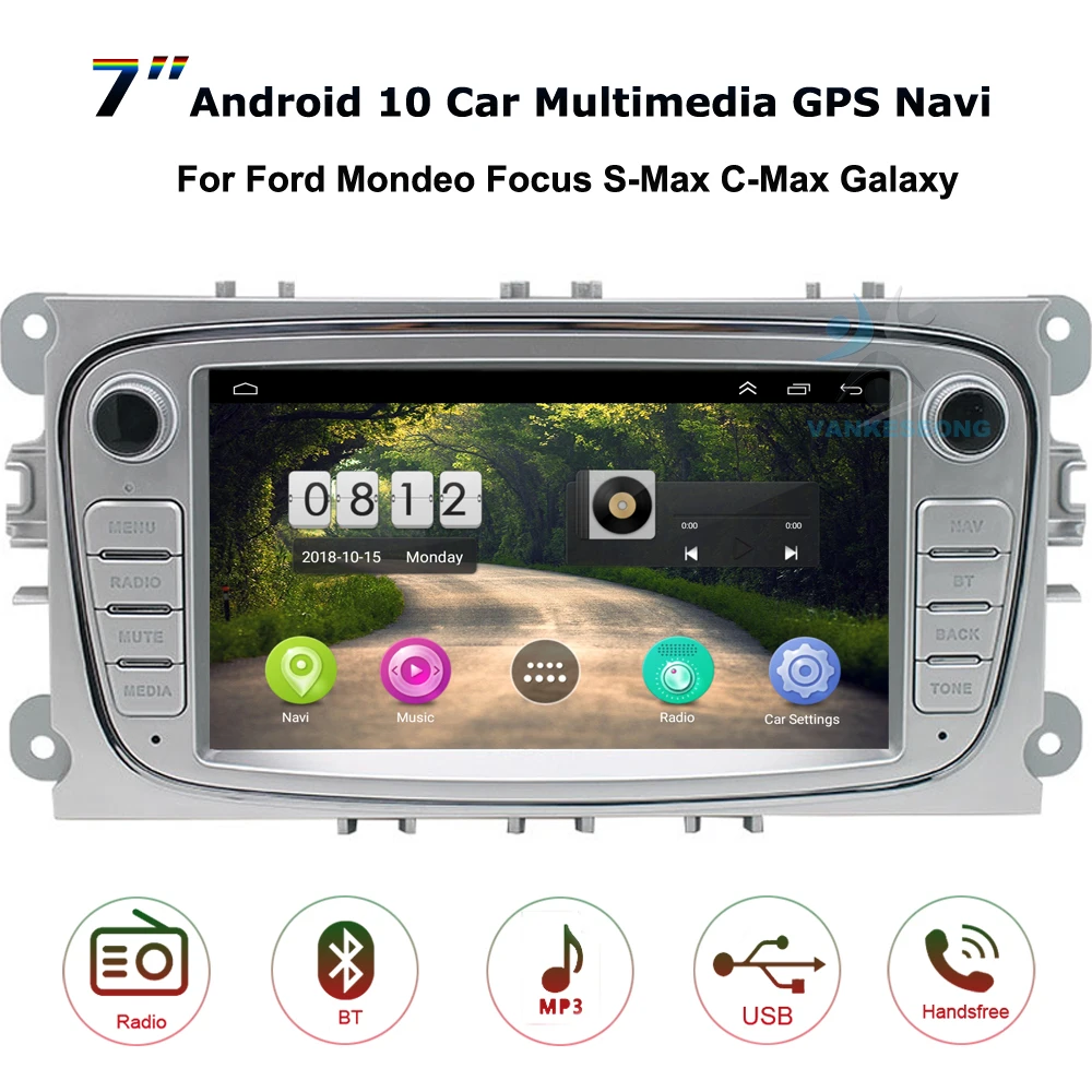 7“ Android 10 2 Din  Car Stereo Radio Multimedia Video MP5 Player Navigation GPS Auto CarPlay For  Mondeo Focus Galaxy