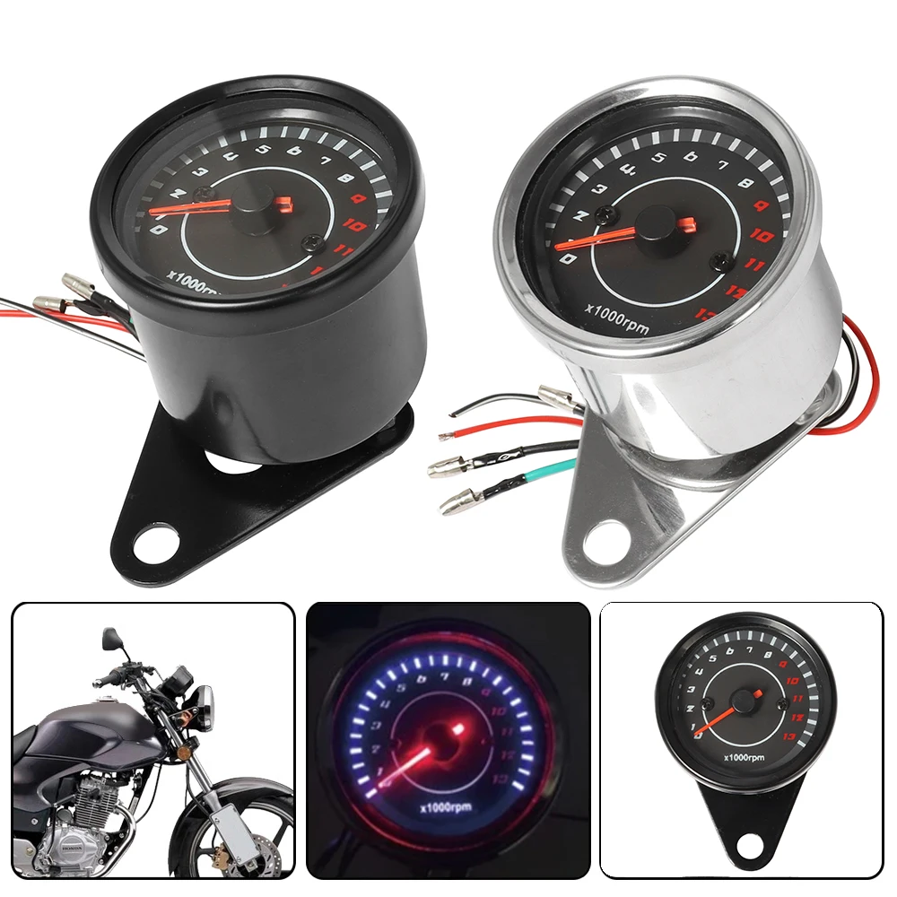 1000rpm Universal Motorcycle Tachometer LED Screen DC 12V Meter Gauge 13k Speedometer Motorbike Parts For Honda/Yamaha/Suzuki