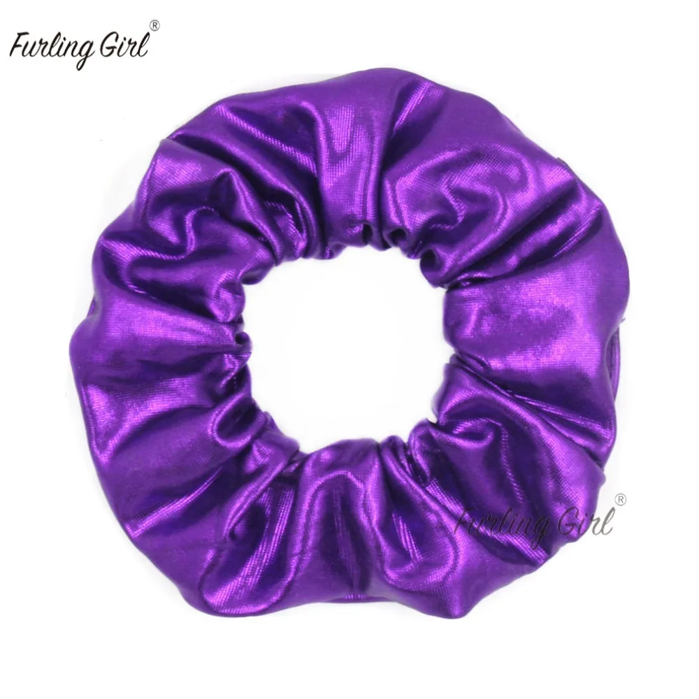 Furling Girl 1 PC Faux Leather Shiny Hair Scrunchies Hair Ties Ponytail Holder for Women Hair Accessories Elastic Hair Bands