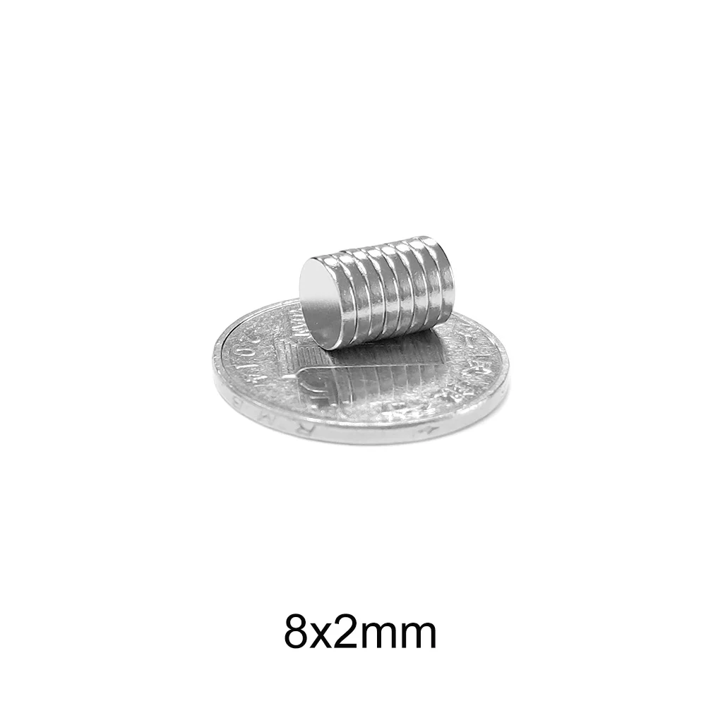 20~500PCS 8x2 mm Permanent Neodymium Magnet 8mmx2mm Strong Round Search Magnet 8x2mm Powerful Magnetic Magnet Disc 8*2 mm N35