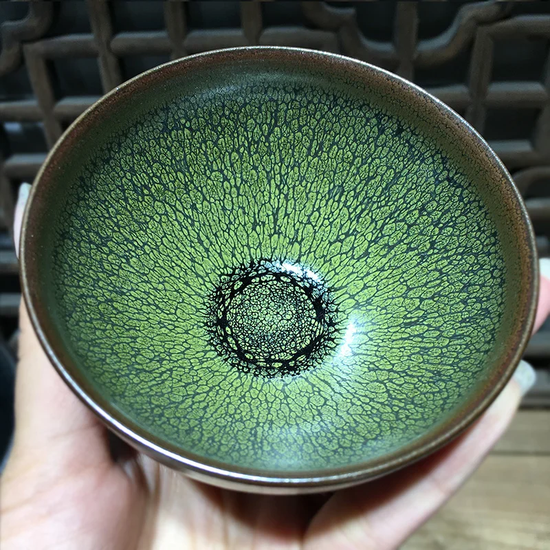 JZ109 Chinese Song Dynasty Style Tea Bowl Fujian Ware Green Glaze Porcelain A Jian Ware Bowl Ceramic Cup Handmade/JIANZHAN