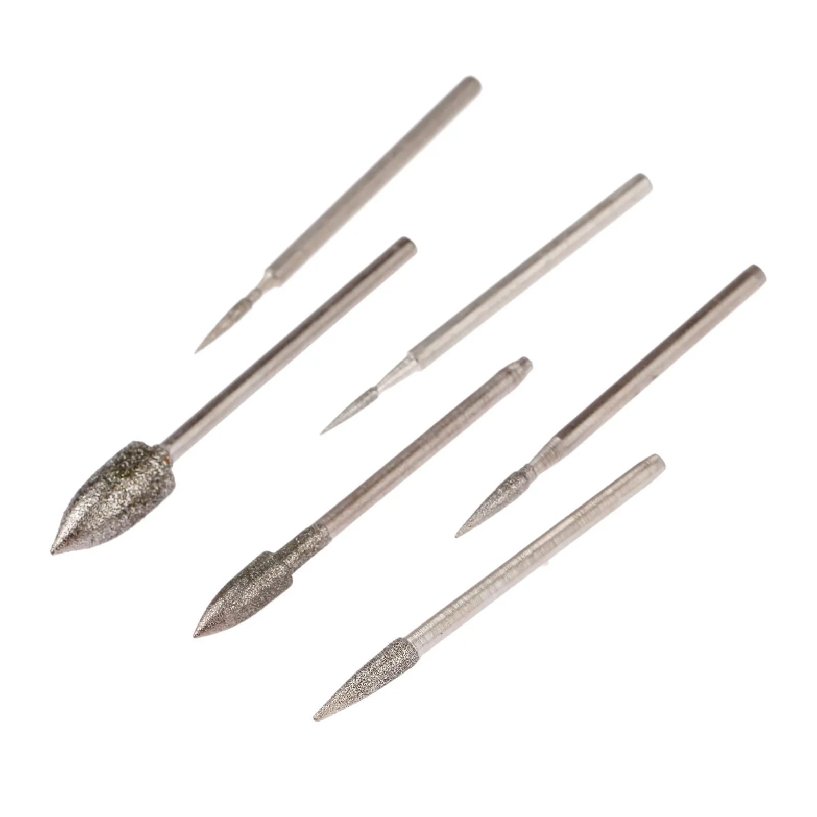 6Pcs Dremel Accesories 2.35mm Shank Electroplating Diamond Grinding Head Polished Needle Jade Stone Carving Engraving Tool