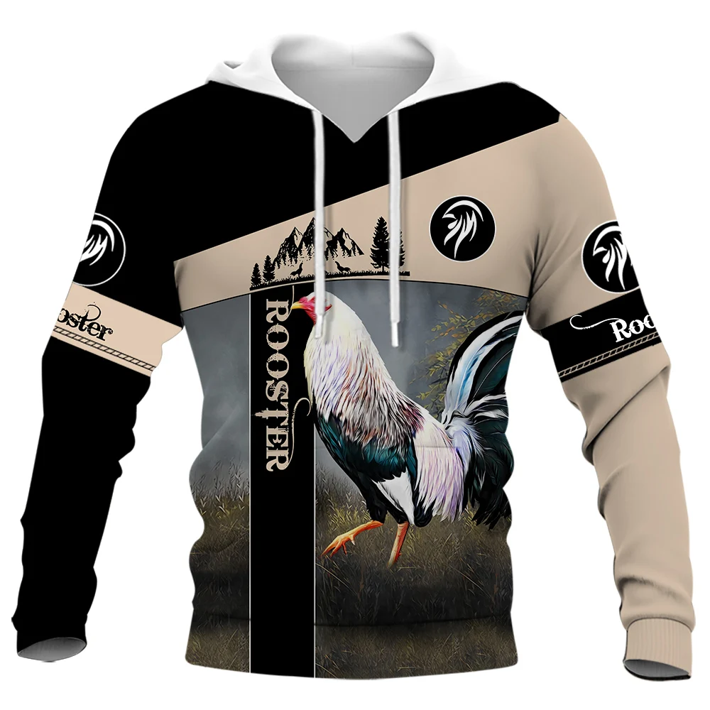 HX Cartoon Rooster Hoodies 3D Graphic Animals Chick Splicing Hoodie Fashion Man Sweatshirts Harajuku Tops Brithday Gifts