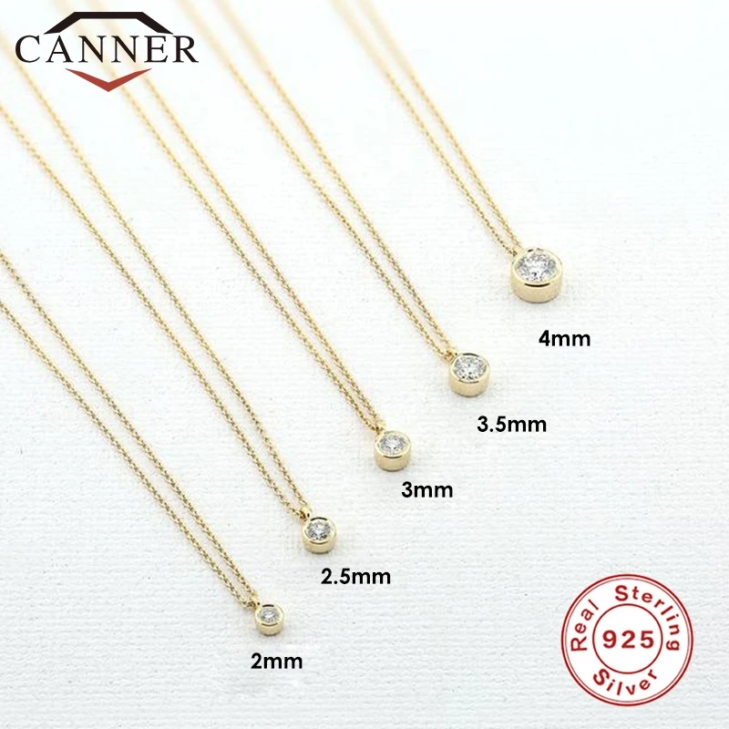 CANNER 2/2.5/3/3.5/4mm Zircon 925 Sterling Silver Choker Necklace for Women Simple Temperament Gold Necklaces Wedding Jewelry