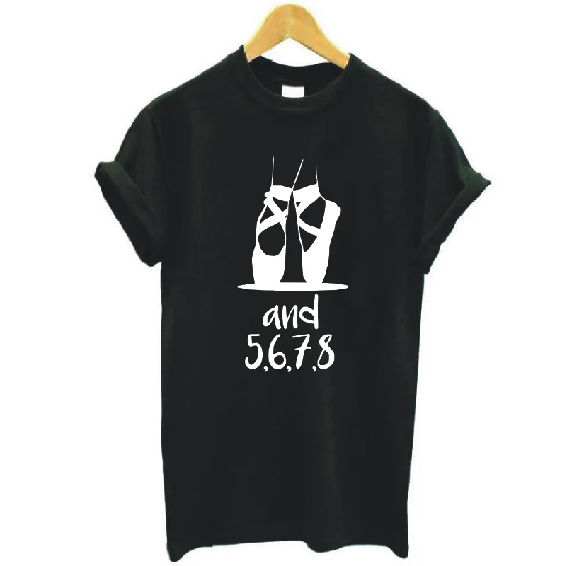 Women's T-shirt and 5 6 7 8 Dance Teacher Print Tees Summer Casual Harajuku Cotton Tops Outdoor Funny  0-Neck T-Shirts