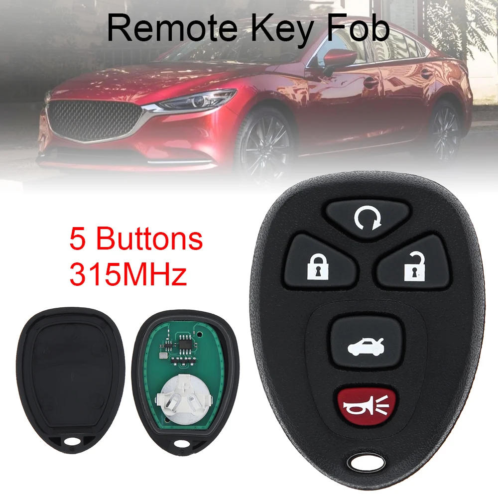 

315Mhz 5 Buttons Remote Car Shell Keyless Entry Key Case Fob with Electronics OUC60270 22936101 Fit for Chevrolet Cadillac GMC