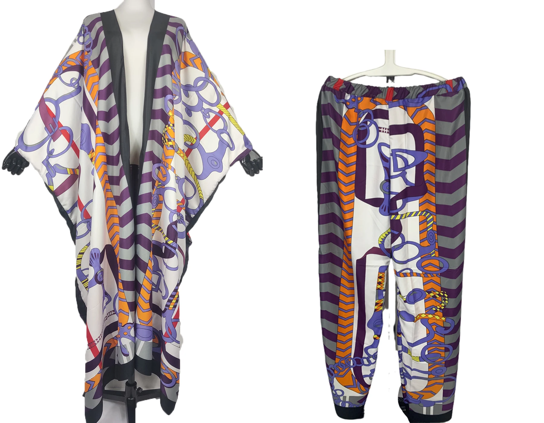 Kimono Floral bohemio para mujer, cárdigan y pantalones de talla libre, traje de dos piezas para mujer africana, traje musulmán