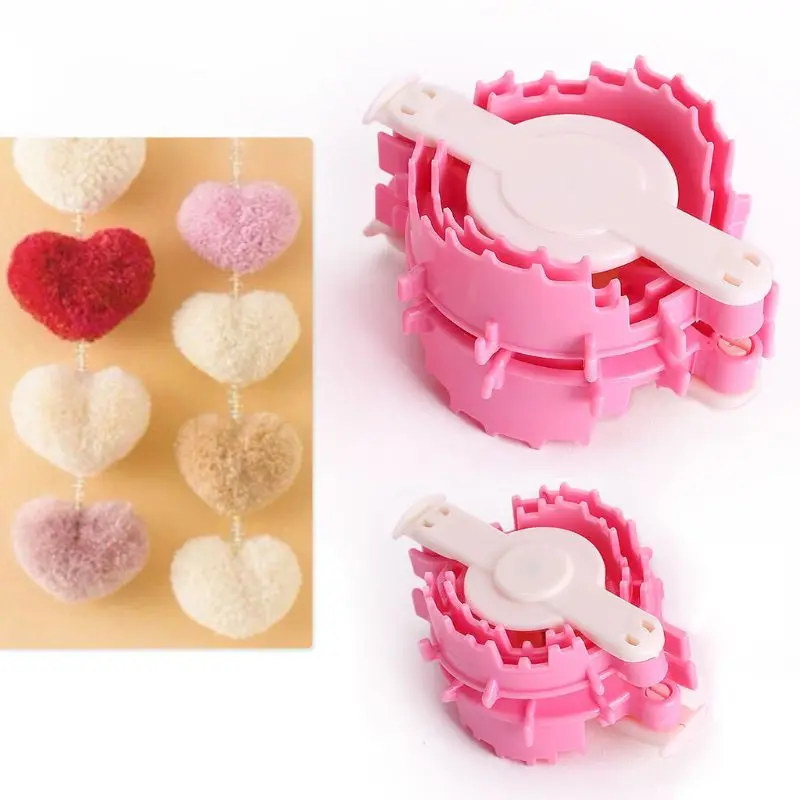 2X Size L+S Heart Shape Pom Pom Maker Baby Fluff Ball Weaver Knitting Craft Tool