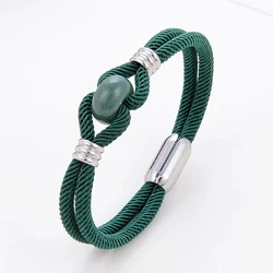 11 Color Milan Line Rope Women Bracelet Round Natural Tiger Eye Stone Charm Bracelets Stainless Steel Luxury Jewelry Wholesale