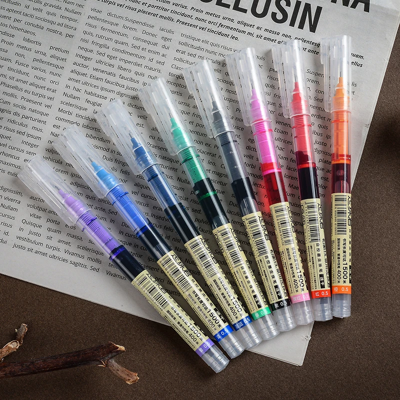 12pcs/lot Vintage Color Gel Pen  High Capacity Straight Liquid Rollerball Pens 18 Colors Available 0.5mm Needle Tip DS-904